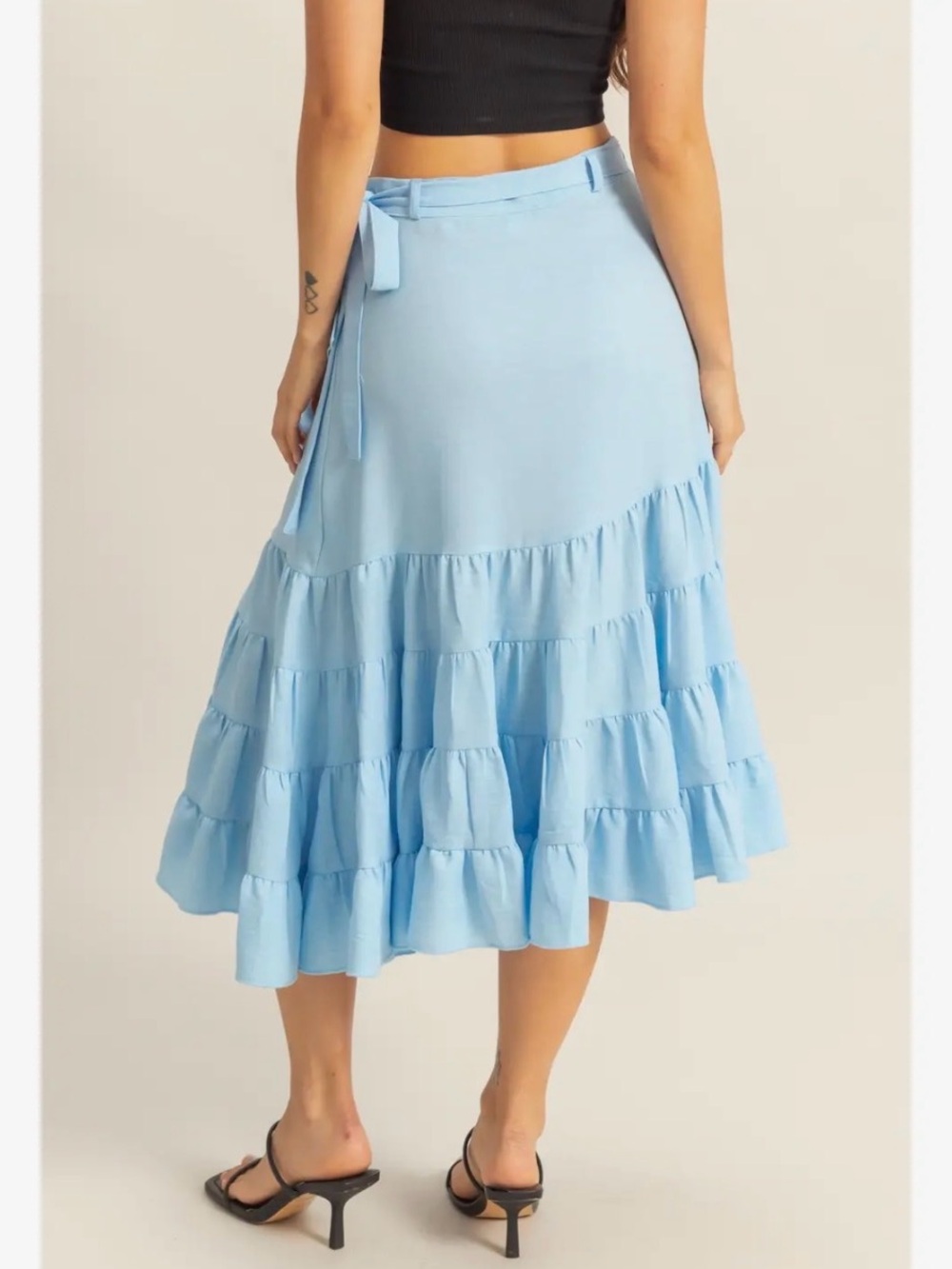 HYFVE Light Blue Ruffle Wrap Midi Skirt - Picture 4 of 7